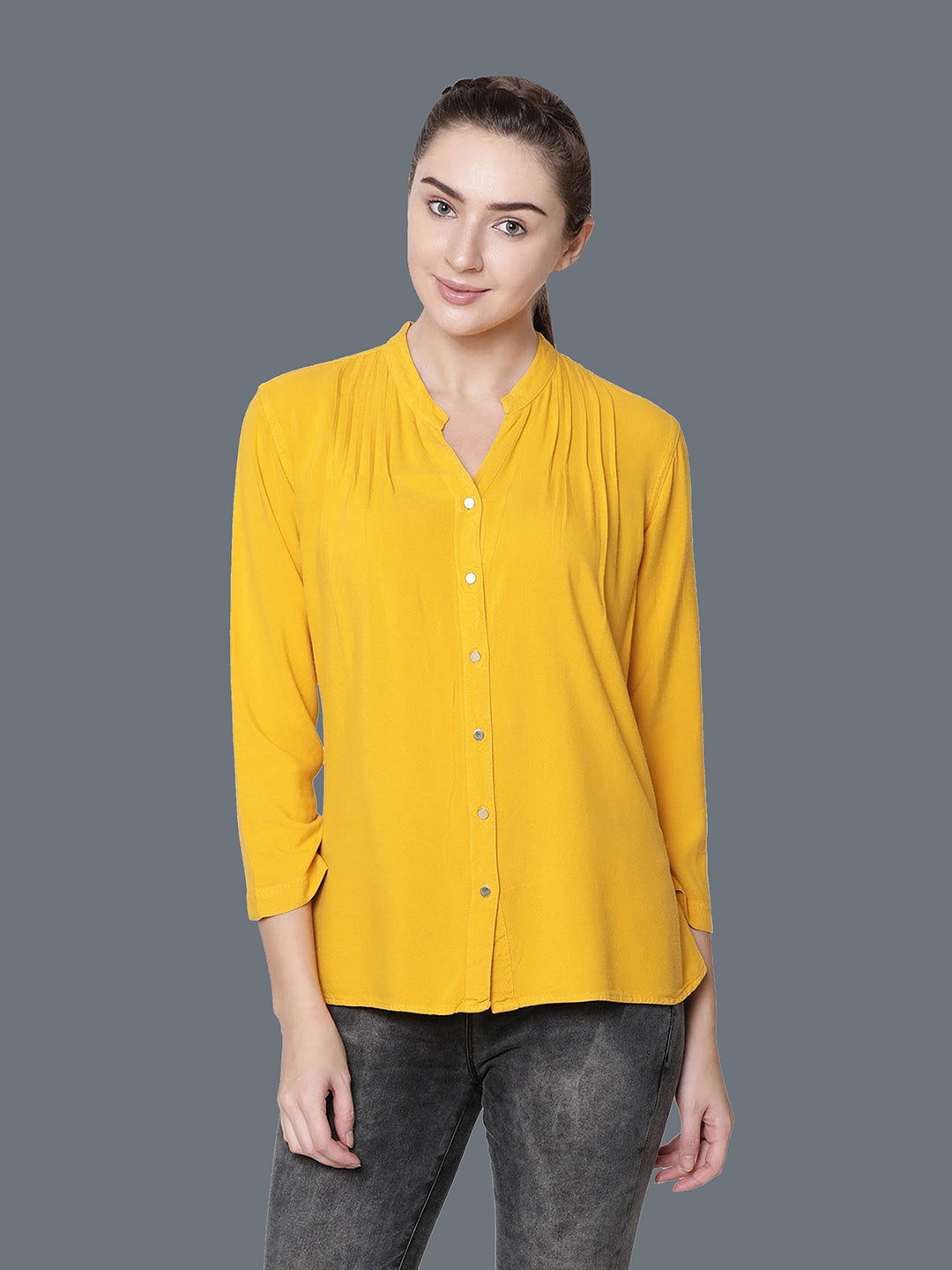 Women Solid Viscose Regular Fit Casual Shirt