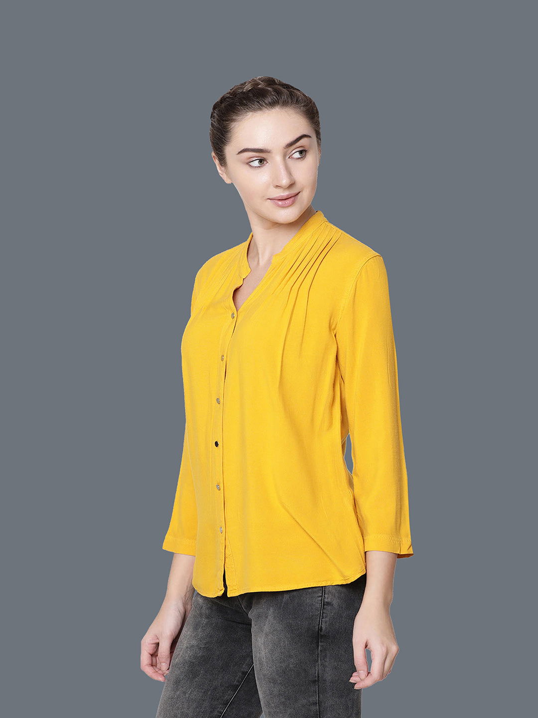 Women Solid Viscose Regular Fit Casual Shirt