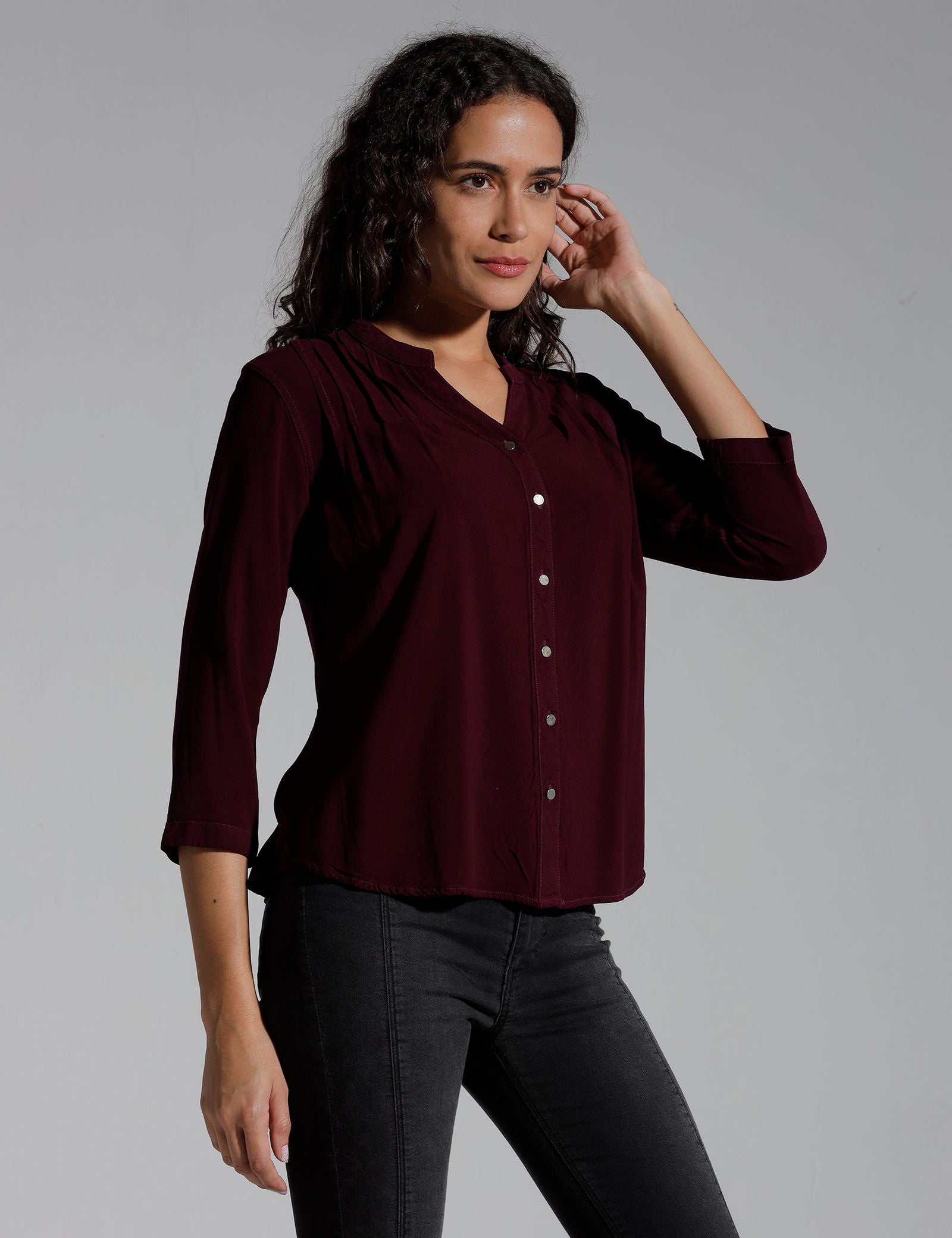 Women Solid Viscose Regular Fit Casual Shirt