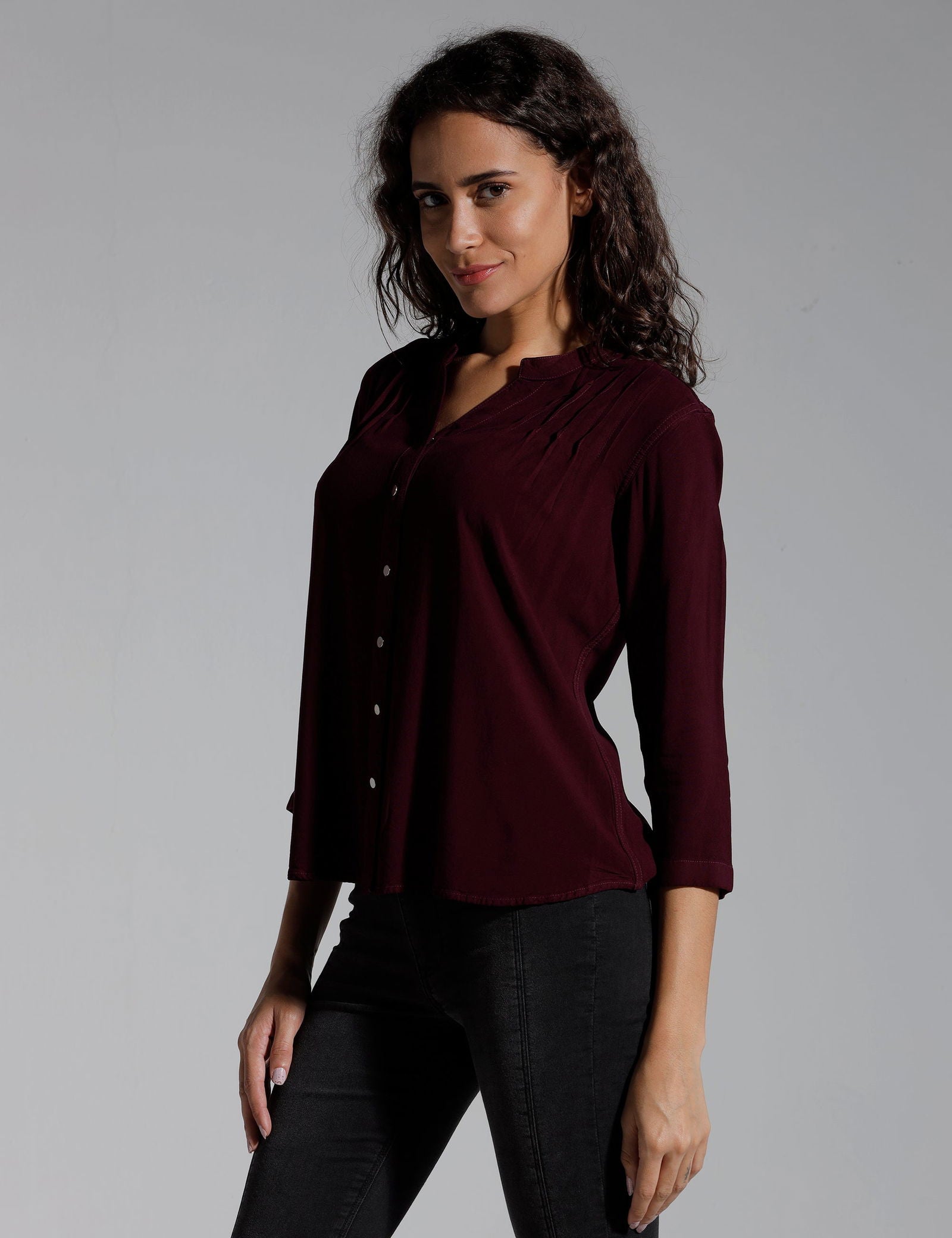 Women Solid Viscose Regular Fit Casual Shirt