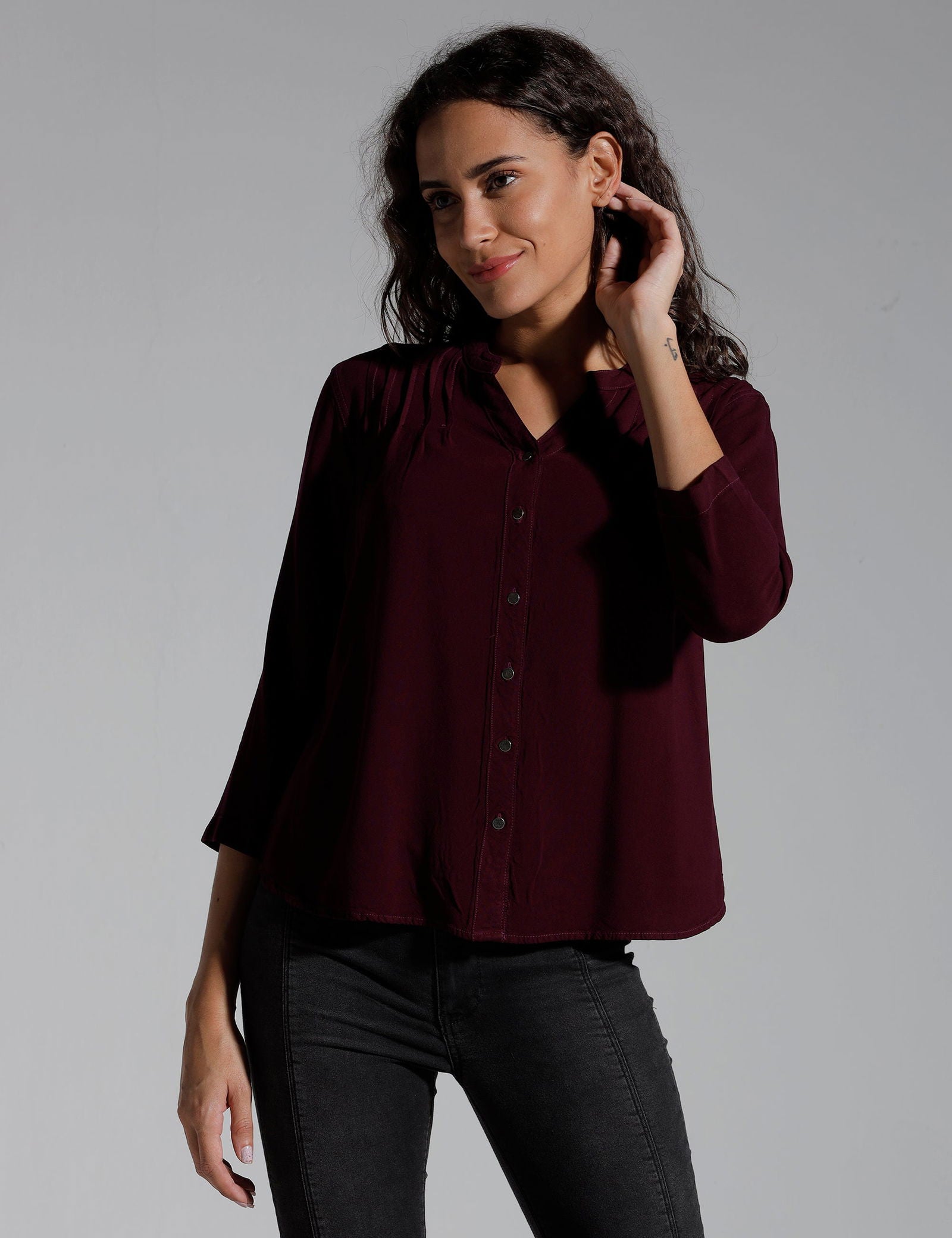 Women Solid Viscose Regular Fit Casual Shirt