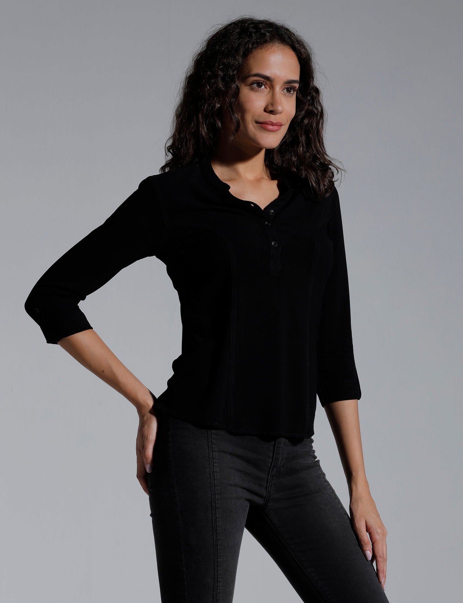 Women Solid Viscose Slim Fit Casual Top