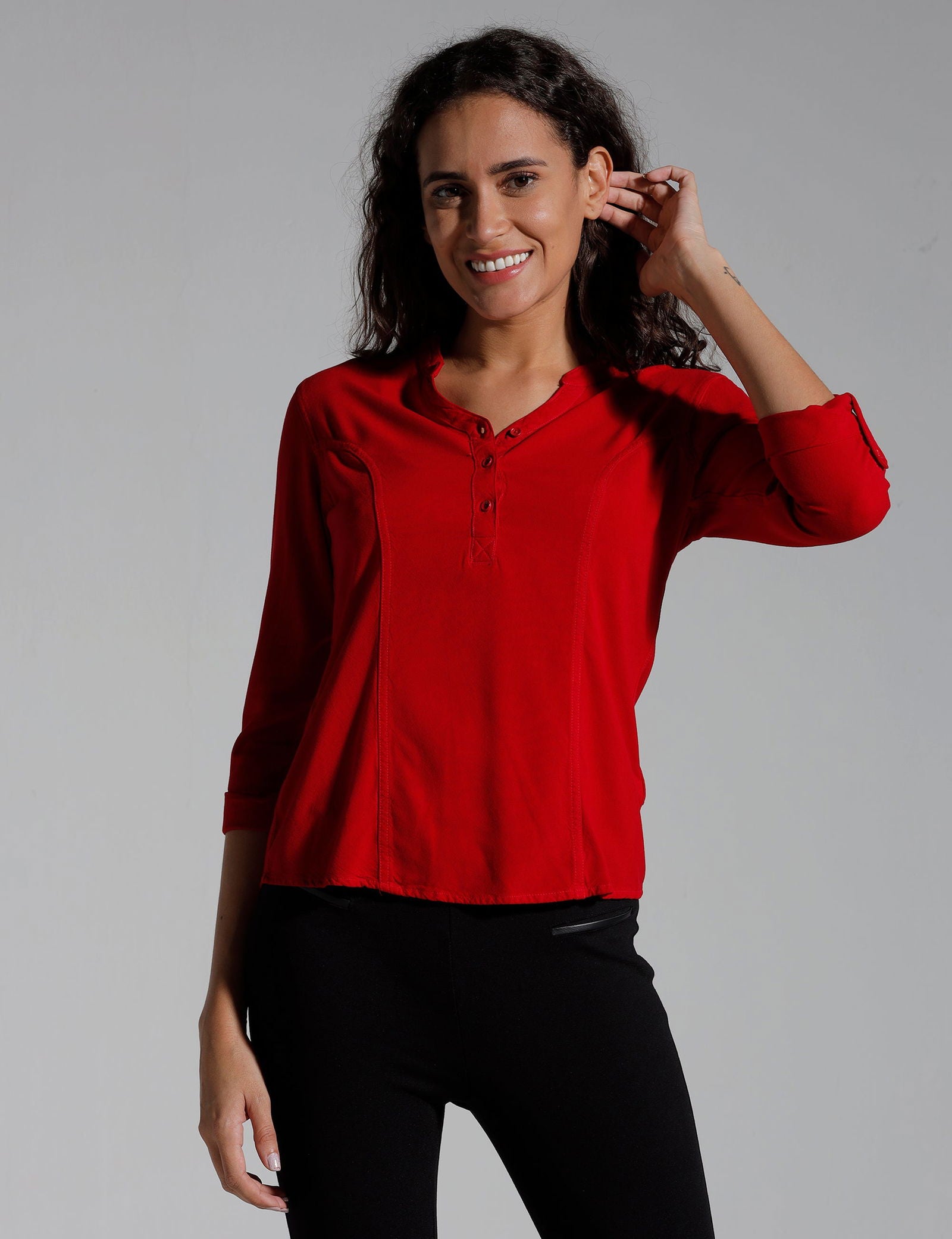 Women Solid Viscose Slim Fit Casual Top