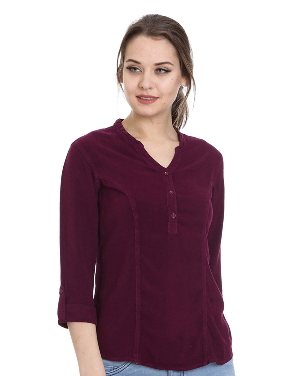 Women Solid Viscose Slim Fit Casual Top