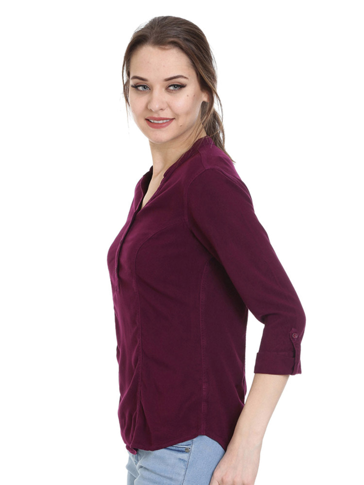 Women Solid Viscose Slim Fit Casual Top