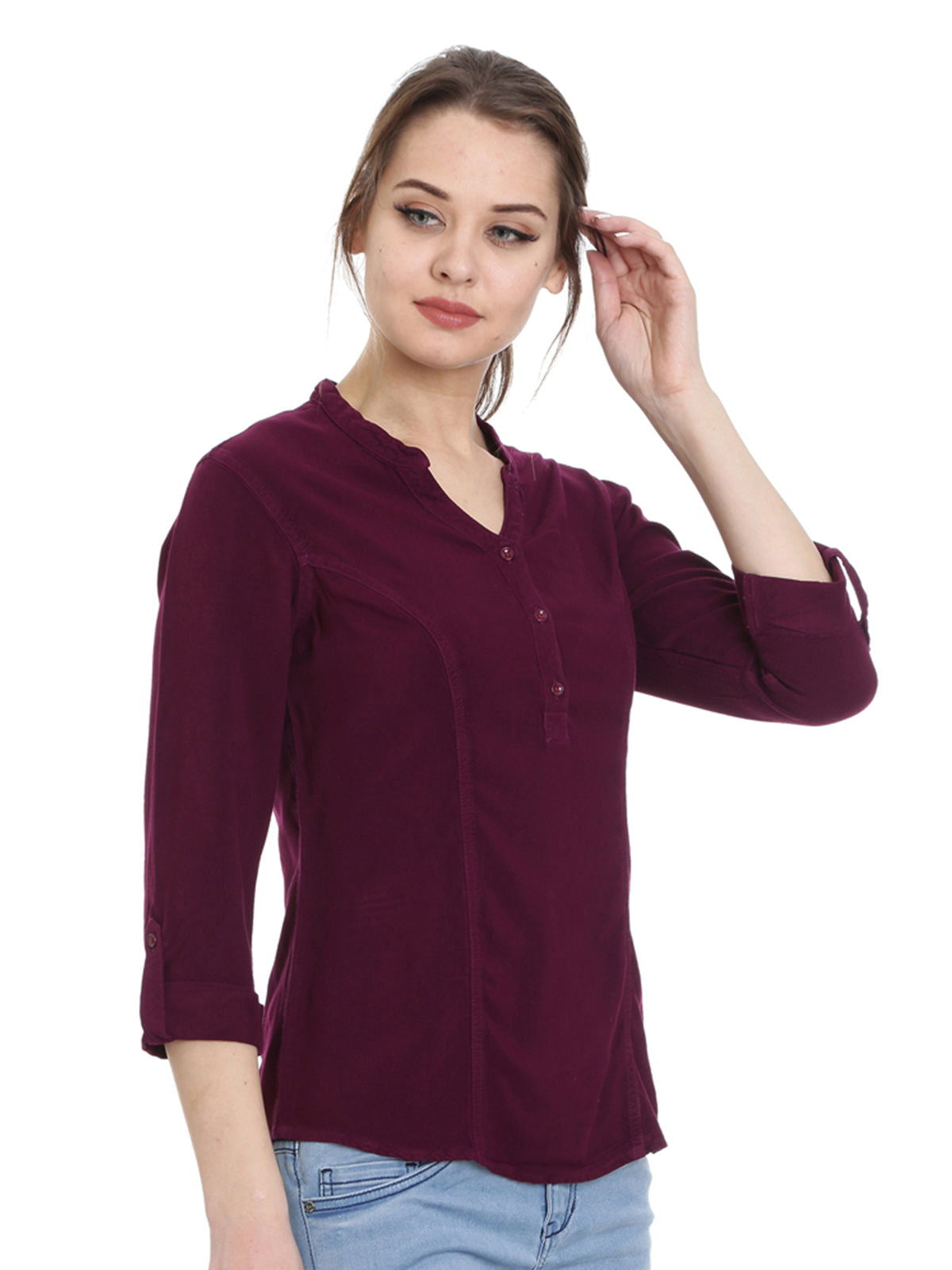 Women Solid Viscose Slim Fit Casual Top