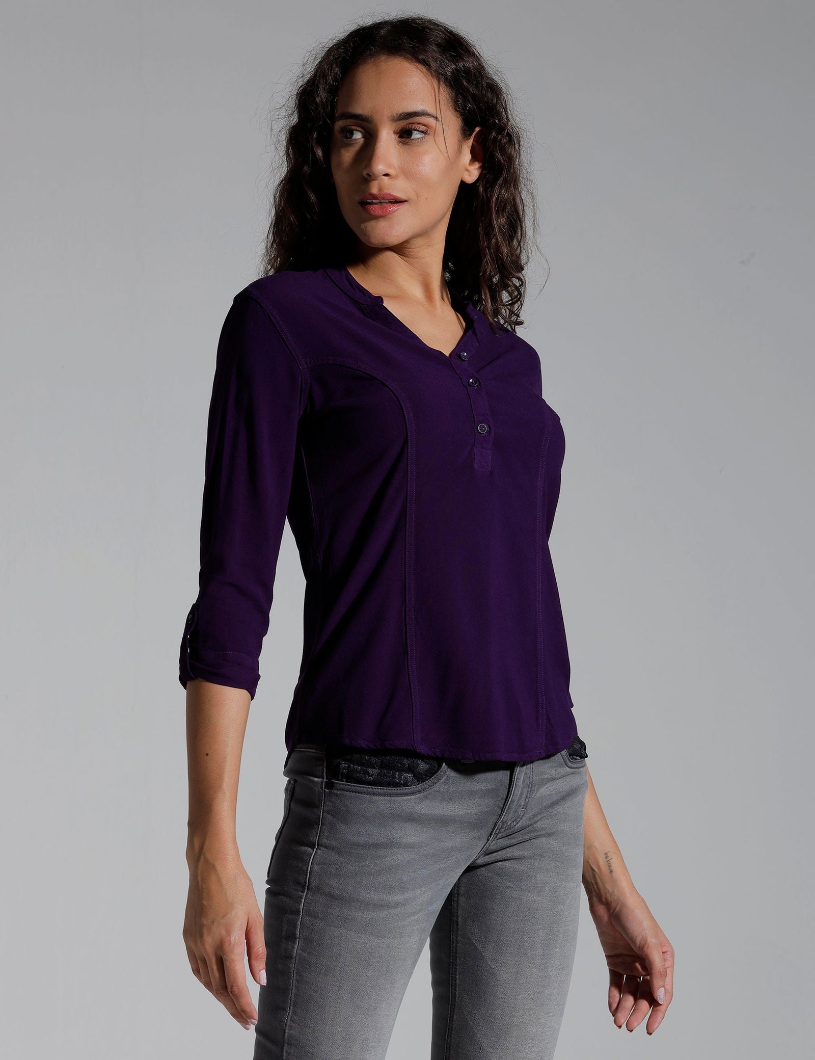 Women Solid Viscose Slim Fit Casual Top