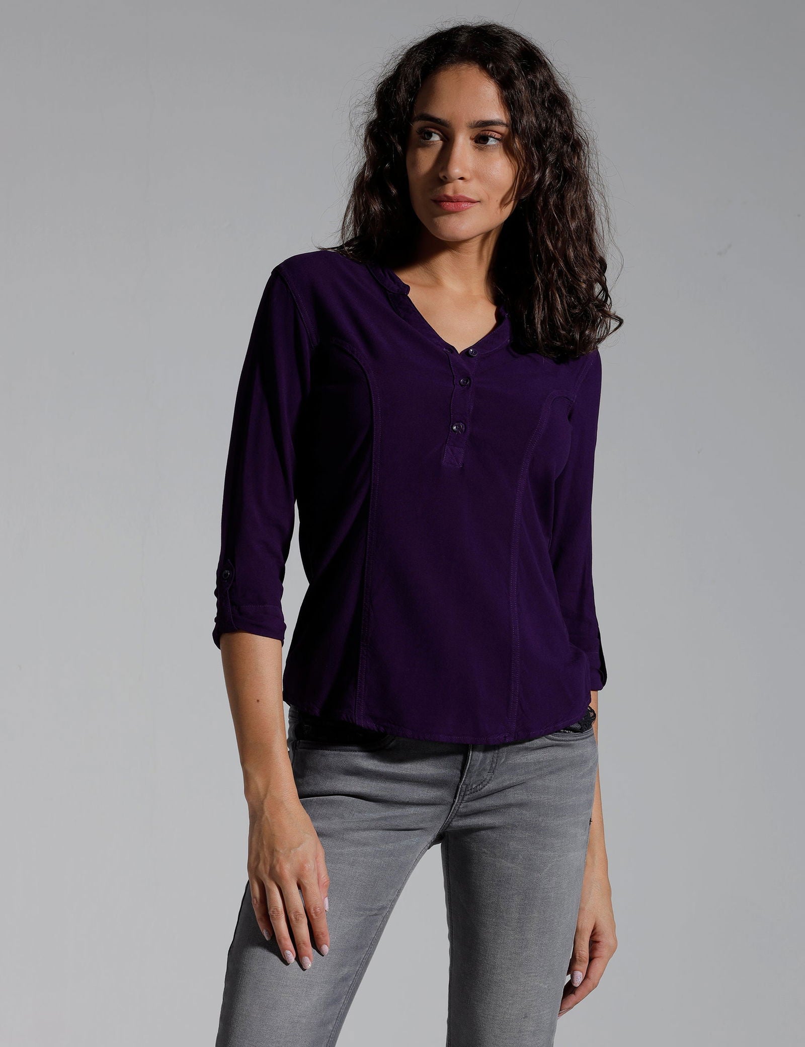 Women Solid Viscose Slim Fit Casual Top