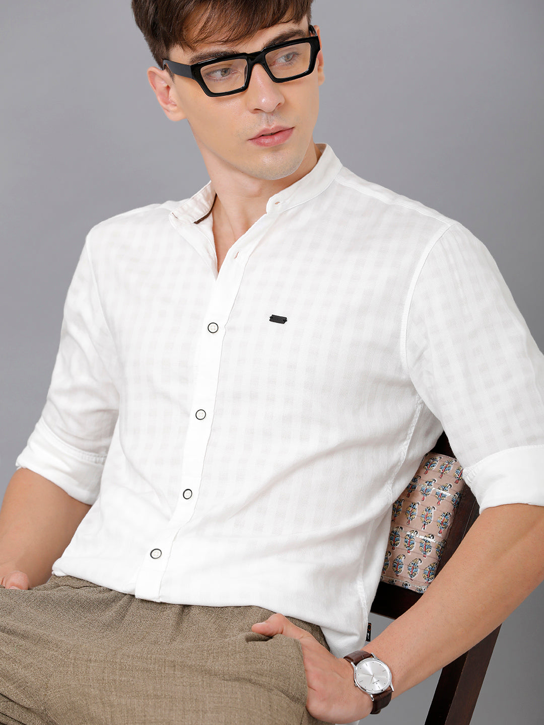 Identiti  Men Dobby Shirt - White