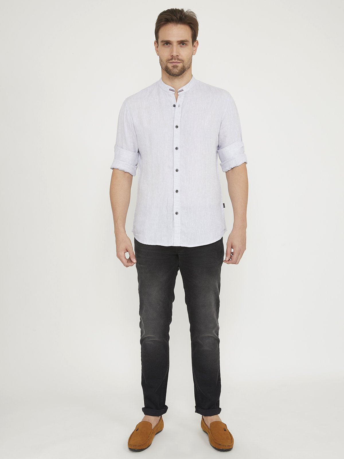 Men Premium Linen Shirt - Pastel Grey
