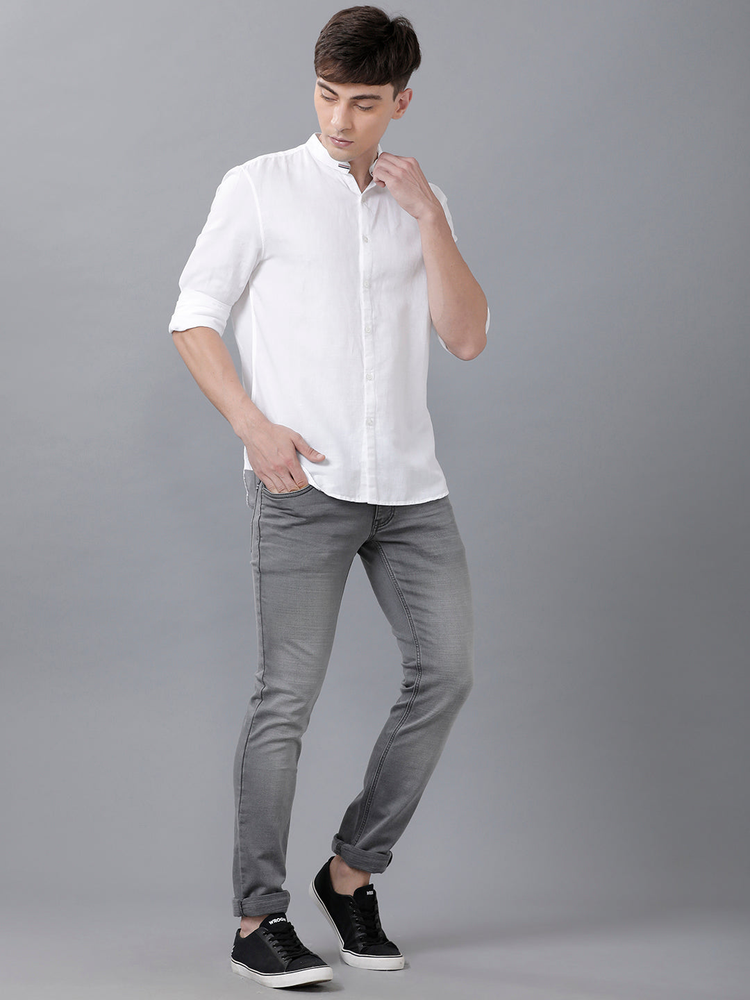 Identiti Men Slim Fit Solid Shirt - White