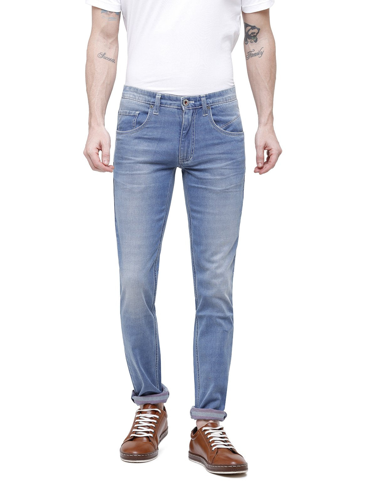 Men Light Blue Skinny Fit Low-Mid-Rise Clean Look Jeans With Stretch
