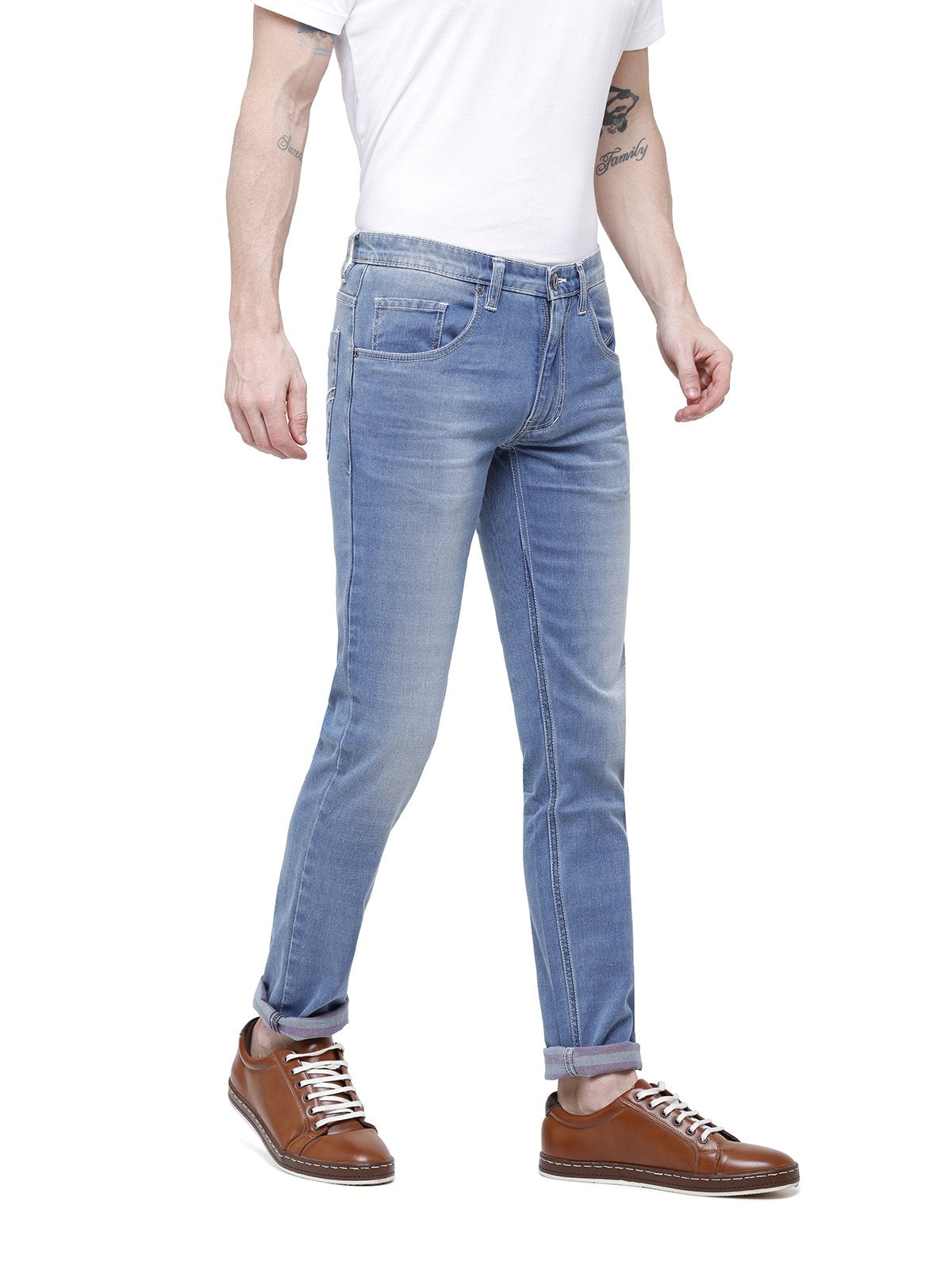 Men Light Blue Skinny Fit Low-Mid-Rise Clean Look Jeans With Stretch