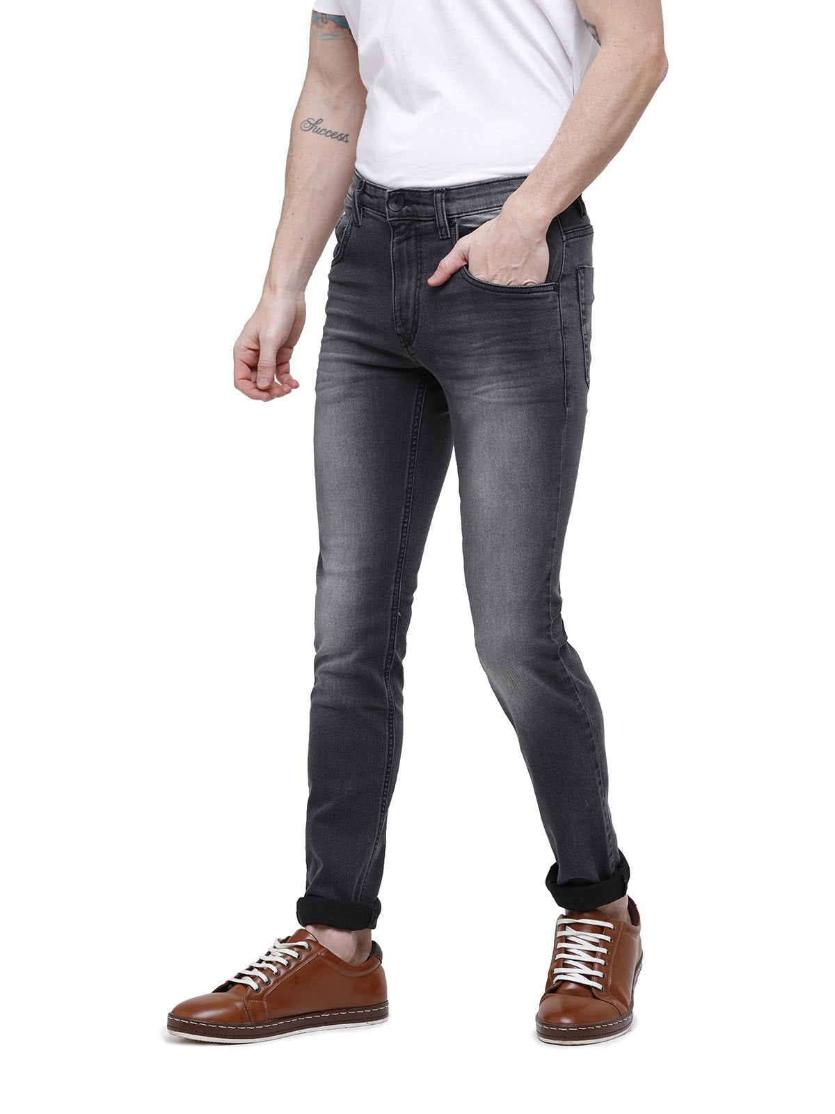 Men Light Grey Skinny Fit Low-Mid-Rise Clean Look Jeans With Stretch