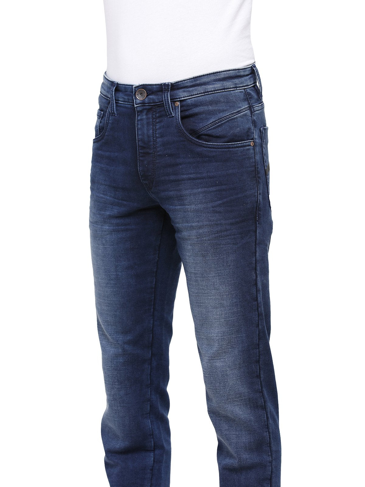 Men Dark Blue  Athletic Skinny Fit Low-Mid-Rise Clean Look Jeans With Stretch