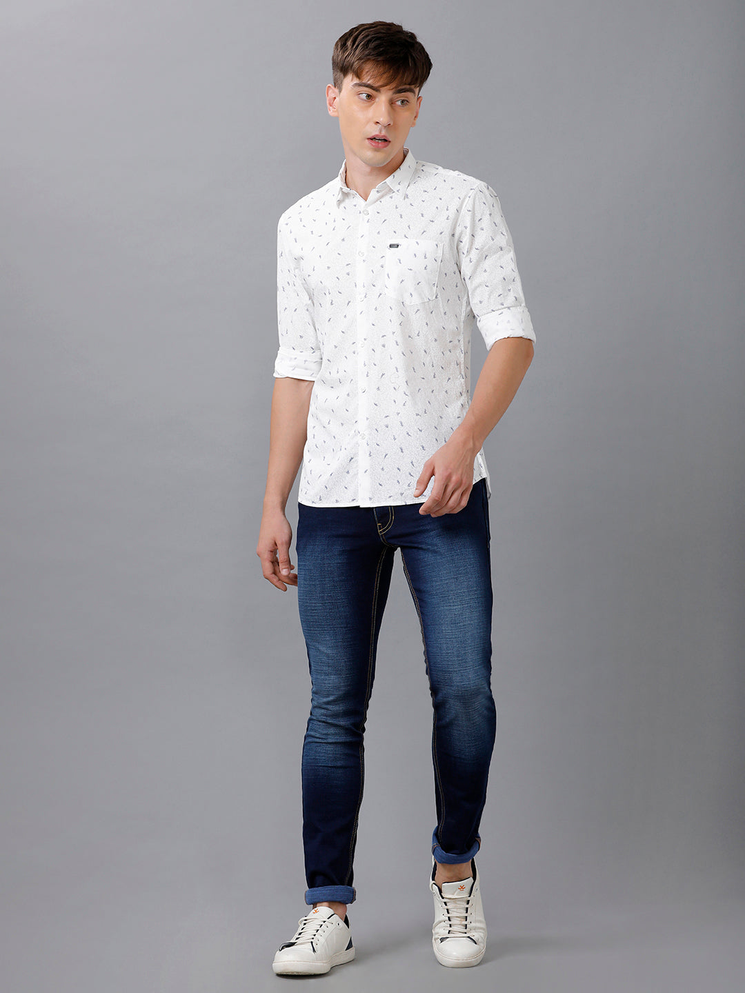 Identiti Men Slim Fit Printed Shirt - White