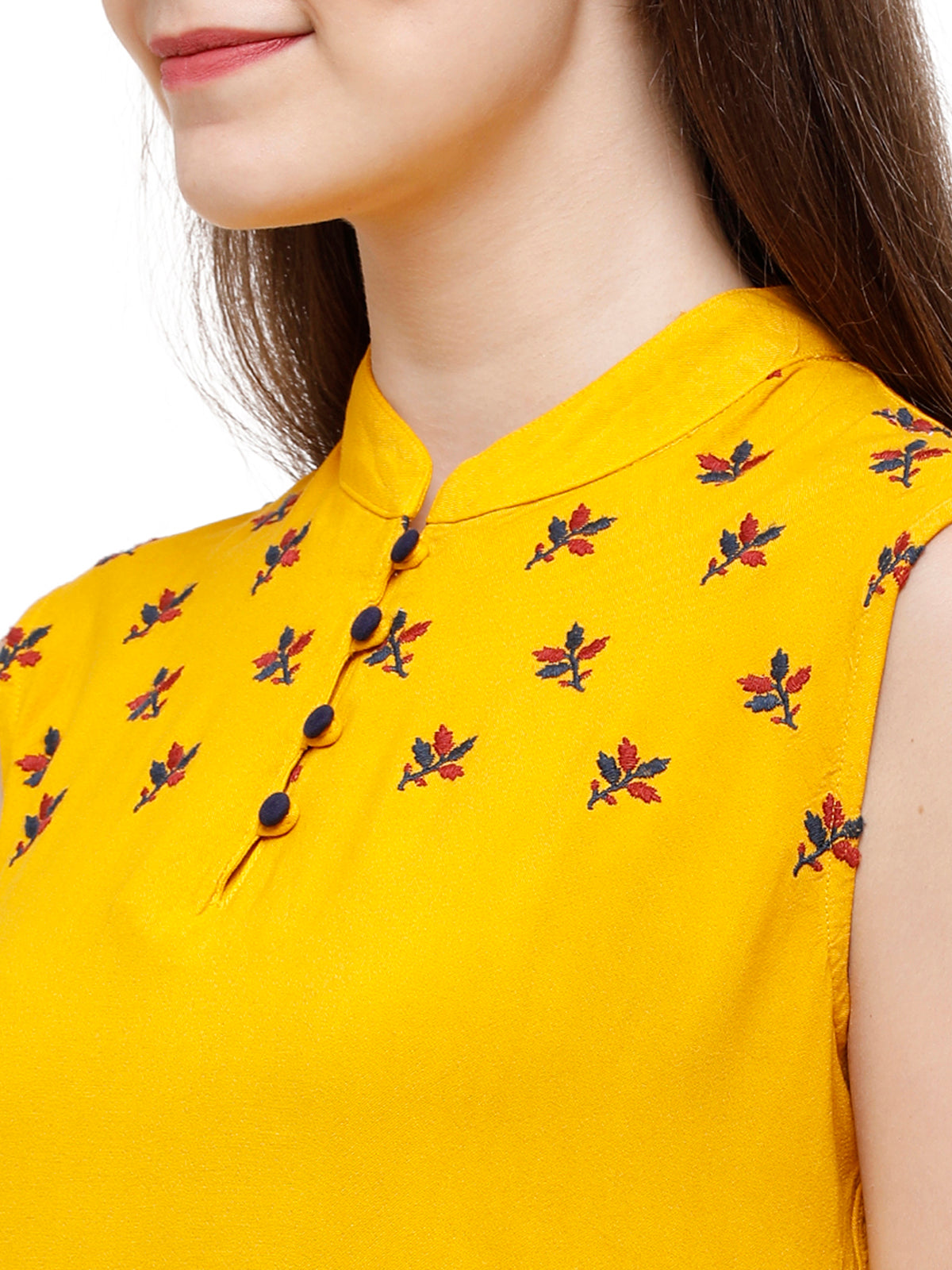 Identiti Women Indo Western Floral Embroidered Viscose Tunic