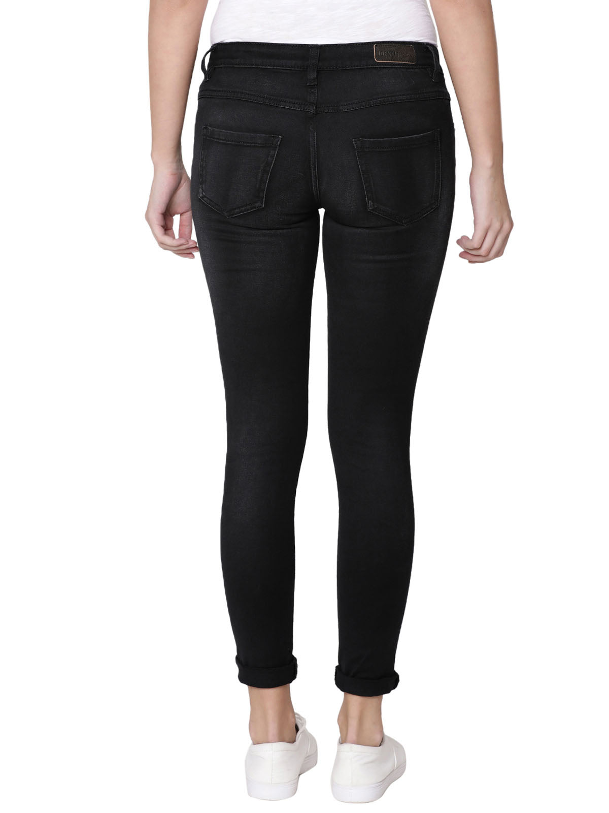 Women Black Mid-Low-Rise Cropped Length Power Stretch Jeans