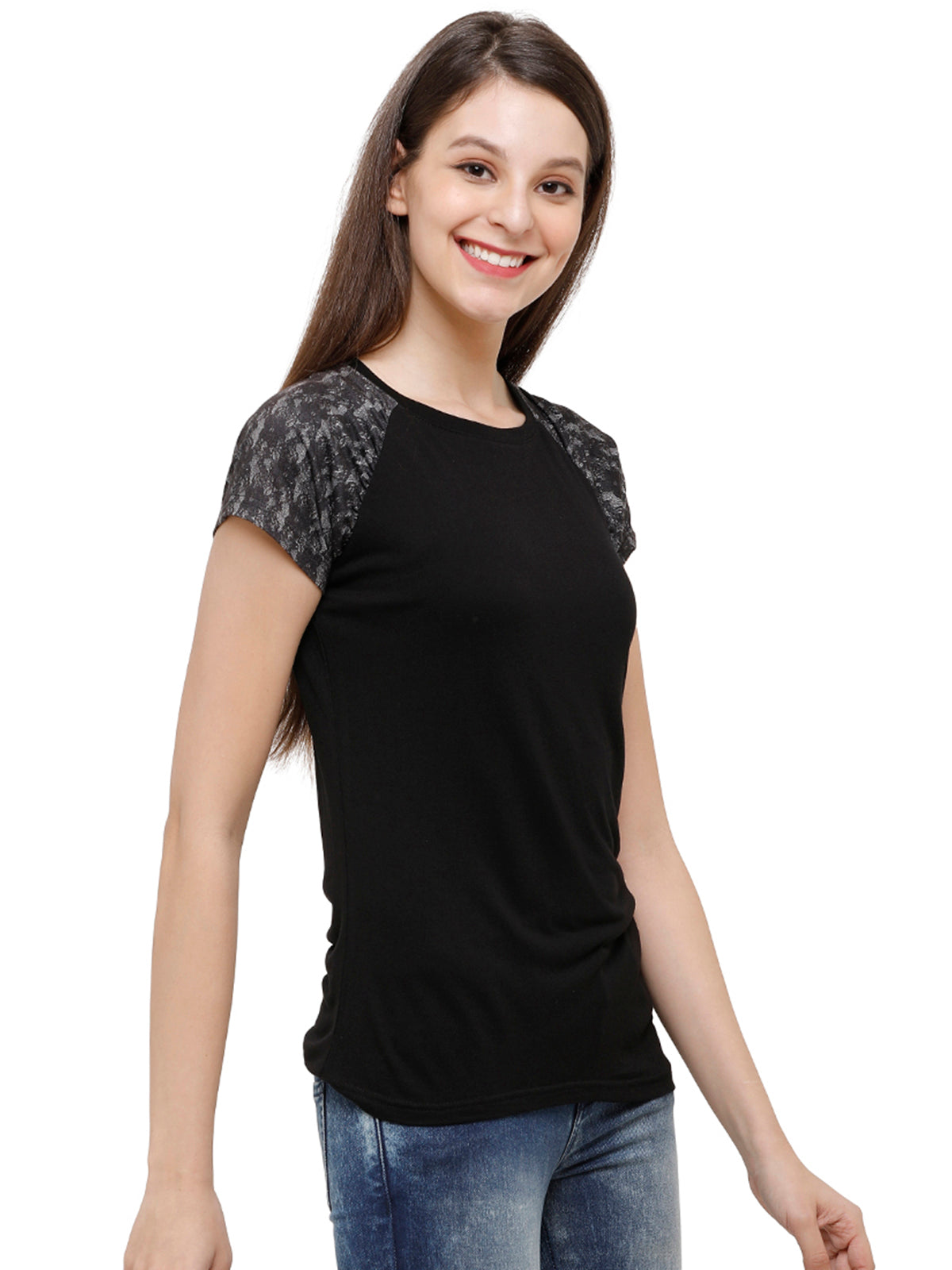 Identiti Women Printed Raglan Sleeve T-shirt